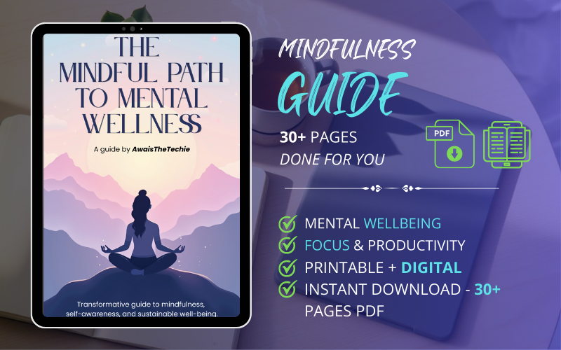 eBook e quaderno di esercizi sulla consapevolezza: guida digitale per la salute mentale, la cura di sé e il benessere