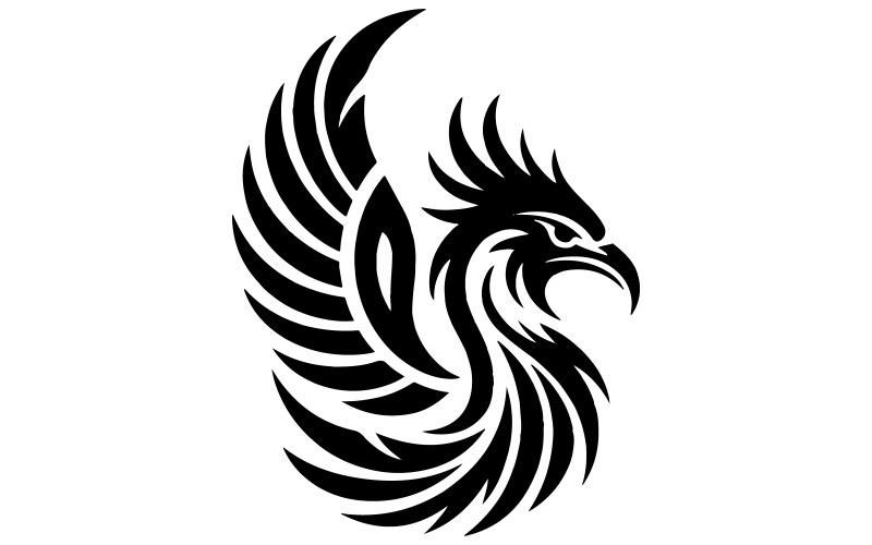 Fénixova hlava v kmenovém vektorovém designu