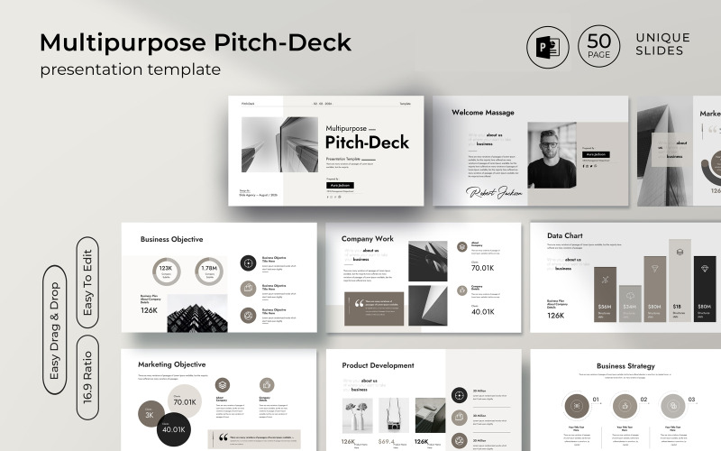Multifunctionele Pitch-Deck presentatiesjabloon