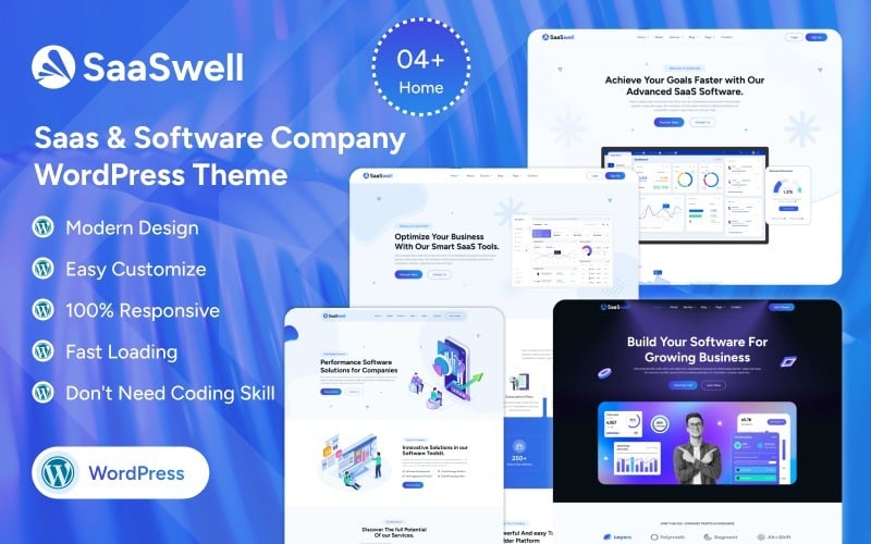 SaaSwell – Modernes, responsives WordPress-Theme für SaaS-, Software- und Startup-Unternehmen