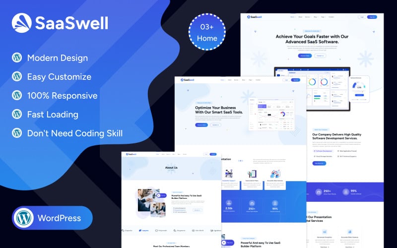 SaaSwell – Modernes, responsives WordPress-Theme für SaaS-, Software- und Startup-Unternehmen