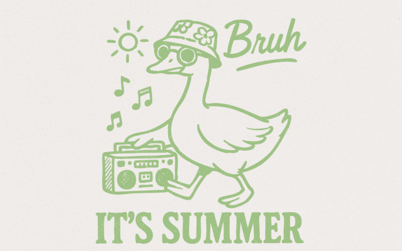 Grappige zomer png, Bruh It's Summer T-shirtontwerp, Retro zomergans, Trendy vintage strand png