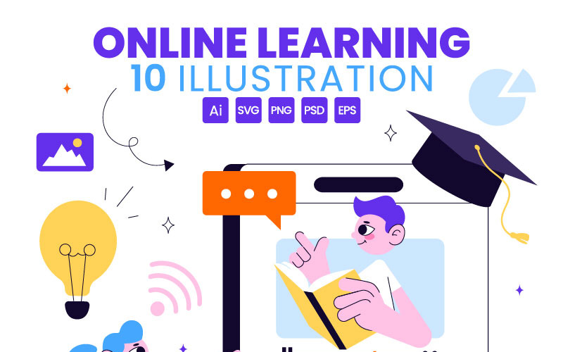 10 Illustration av online-inlärningsplattform