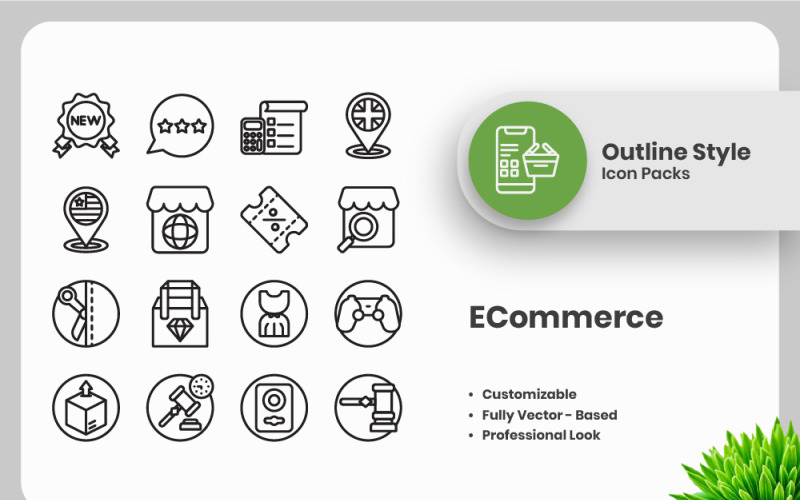 20 наборов иконок ECommerce Vol 4 Outline Collection