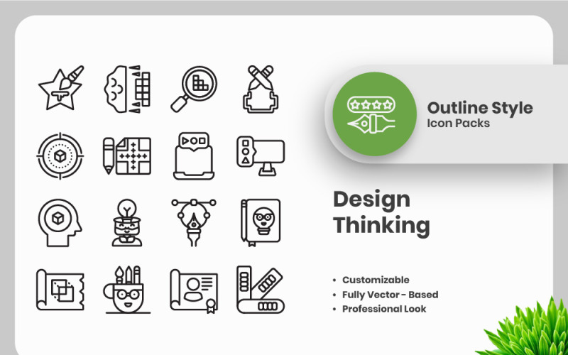 20 uppsättningar av Design Thinking Vol 2 Outline Icon Collection
