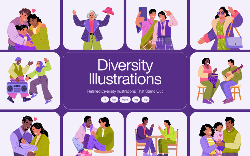Set di illustrazioni sulla diversità