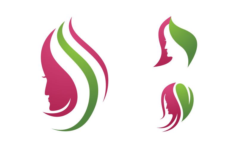 Krása vlasy žena tvář postava logo ilustrace v.9