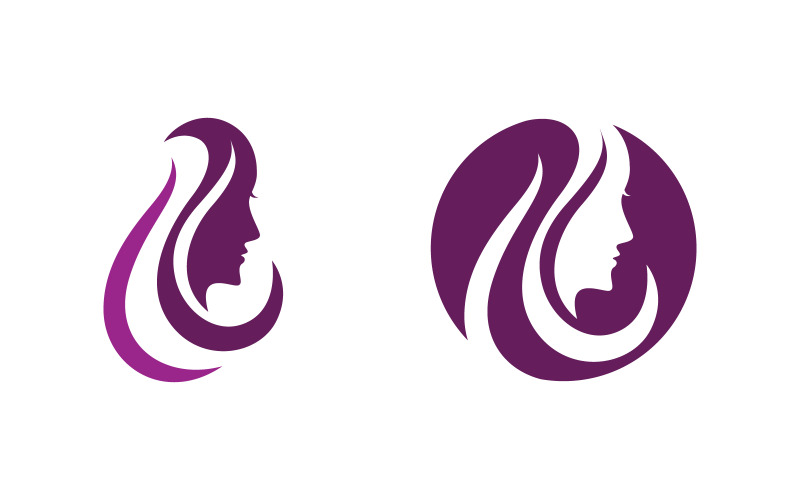 Skönhet Hår Kvinna ansikte karaktär logotyp illustration v.10