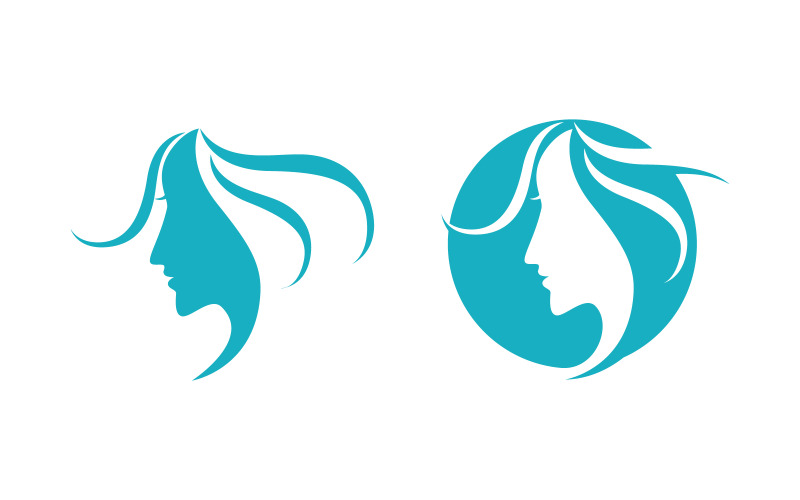 Skönhet Hår Kvinna ansikte karaktär logotyp illustration v.6
