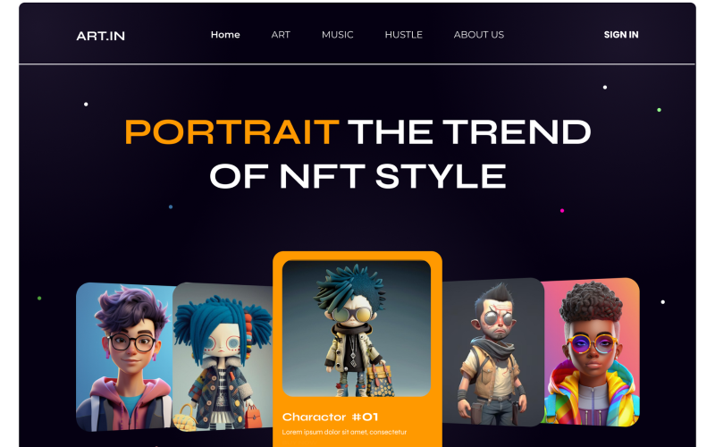 ArtIn - NFT-bedrijfswebsiteheld