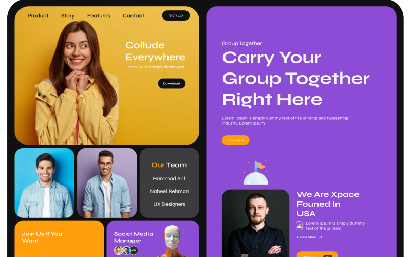 Bento – Hero-Benutzeroberfläche der Produktwebsite