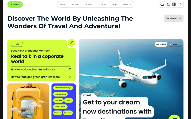 Covera - Seyahat Web Sitesi Kahramanı