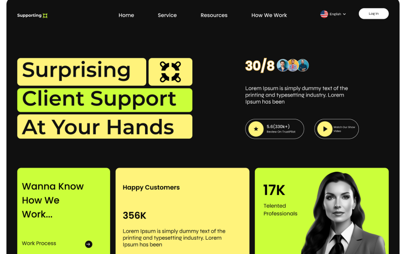 Інтерфейс користувача Hero для підтримки клієнтів веб-сайту
