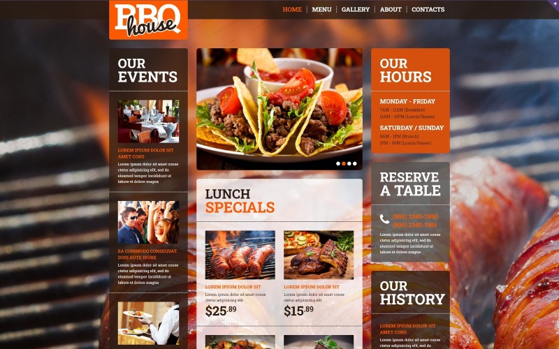 Barbekü Restoranı Duyarlı Web Sitesi Şablonu