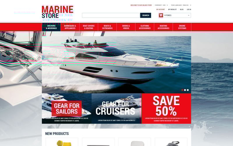 морские поставки magento тема