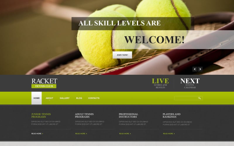 Modèle Joomla réactif pour le tennis