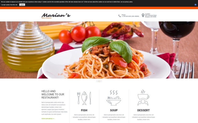舒适的餐厅Joomla模板