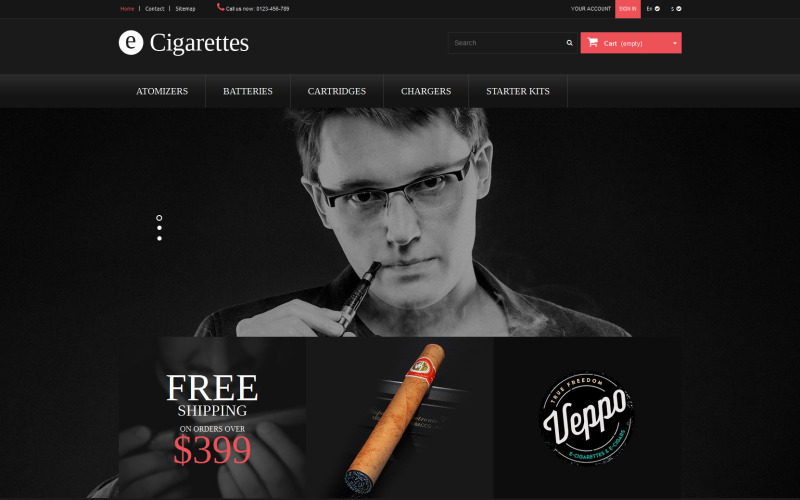 Tema do PrestaShop para fumar charuto