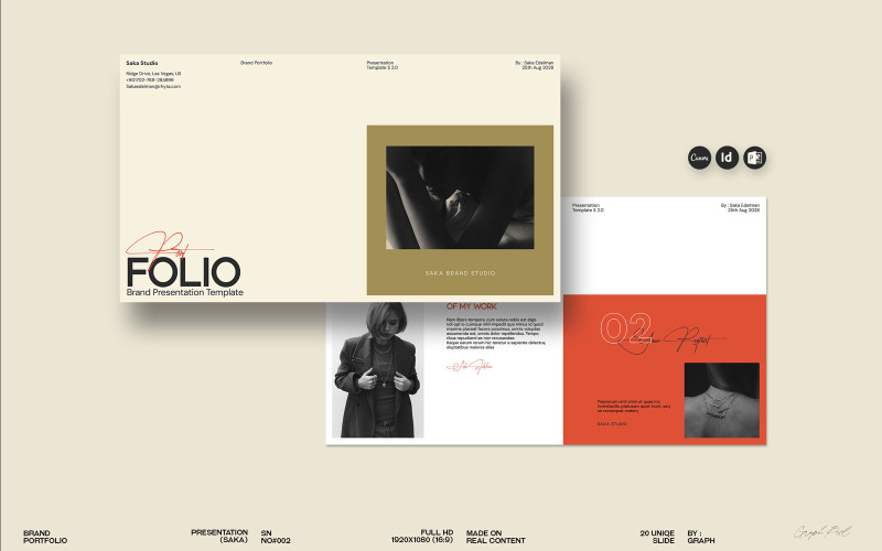 Шаблон InDesign для портфолио бренда Saka