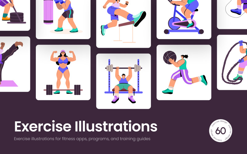 Set di illustrazioni di esercizi