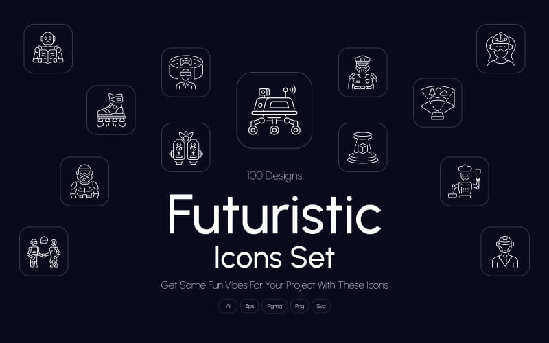 Modern Futuristic Icon Art Set