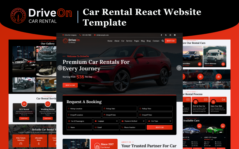 DriveOn - Шаблон сайта React для проката автомобилей
