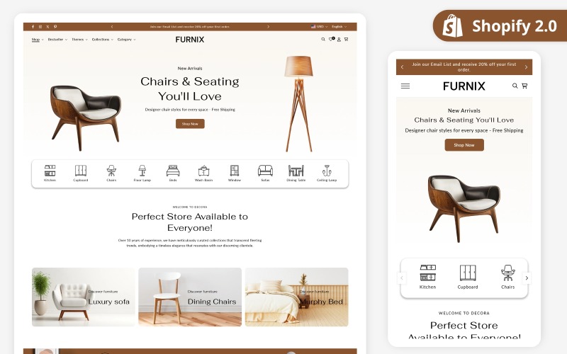 Furnix – Thème Shopify pour la décoration et le mobilier d'intérieur élégants | Shopify 2.0