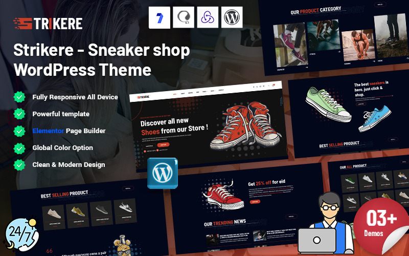 Strikere - тема WordPress для магазину кросівок