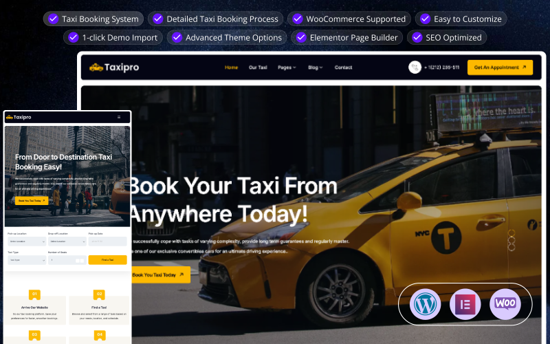 Taxipro - 出租车预订 WooCommerce WordPress 主题