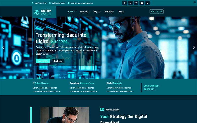 Antom Digital Agency Consulting IT Solutions Joomla-sjabloon
