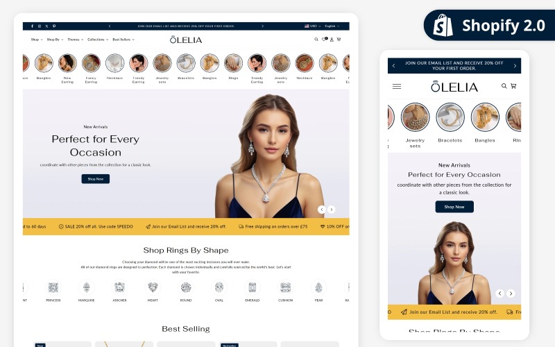 Olelia Jewelry - Tema Shopify per gioielli squisiti | Shopify 2.0