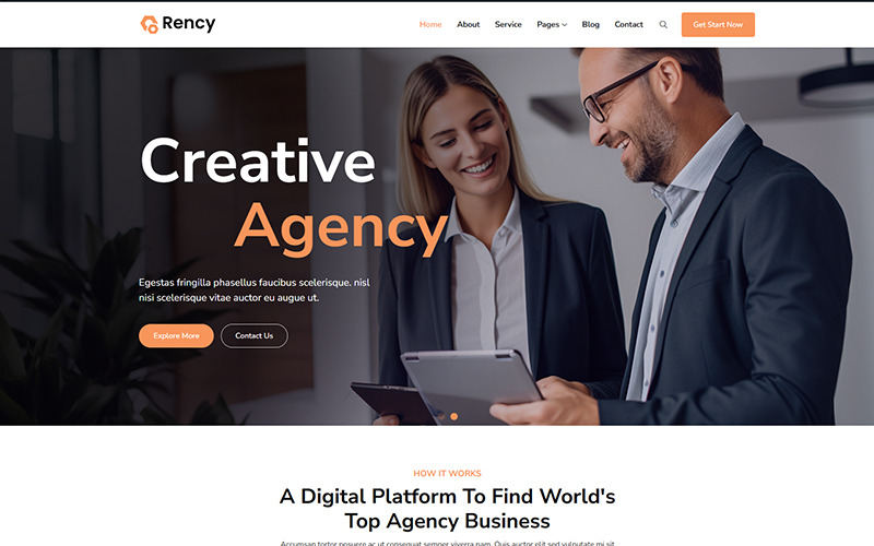 Rency - šablona WordPress pro kreativní agenturu