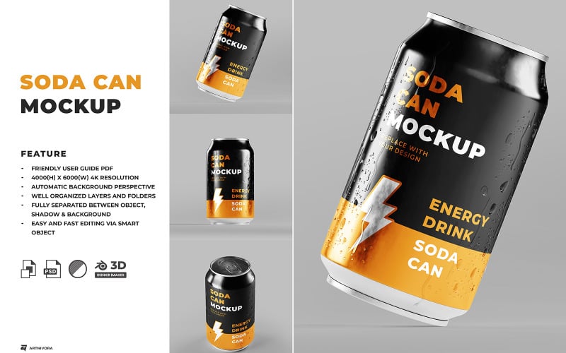 Soda Can Mockup Template 25