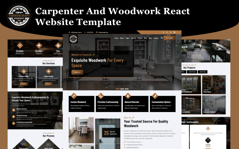 TimberCraft - Snickare och träarbete React-webbplatsmall