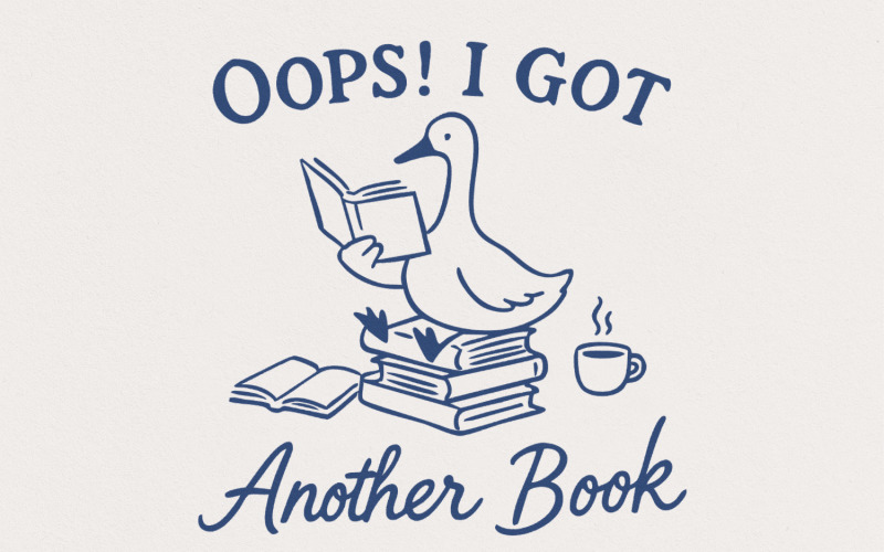Oops I Bought Another Book Funny Goose PNG, Sassy Bookish Boho Floral, Sarcastic Book Club, Retro