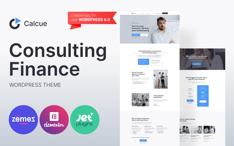 Calcue - Тема WordPress для сайтов финансовых консультационных и бухгалтерских услуг.