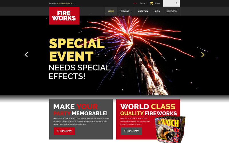 Spettacolare modello VirtueMart di fuochi d'artificio