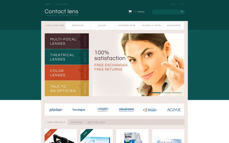 Tema de PrestaShop para tienda de lentes de contacto