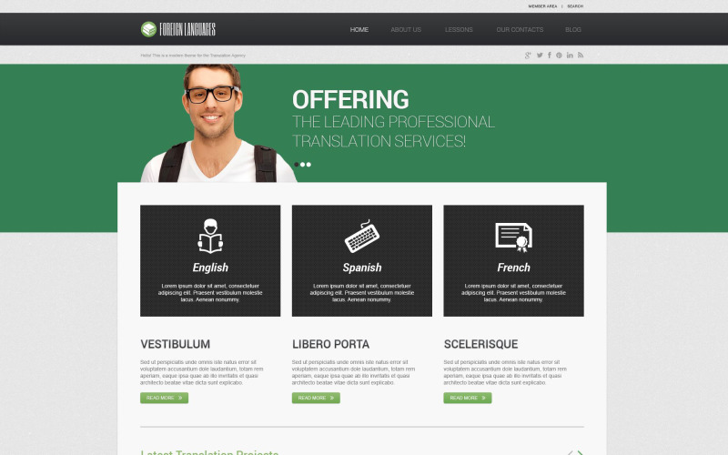 Tema WordPress reattivo dell'ufficio di traduzione