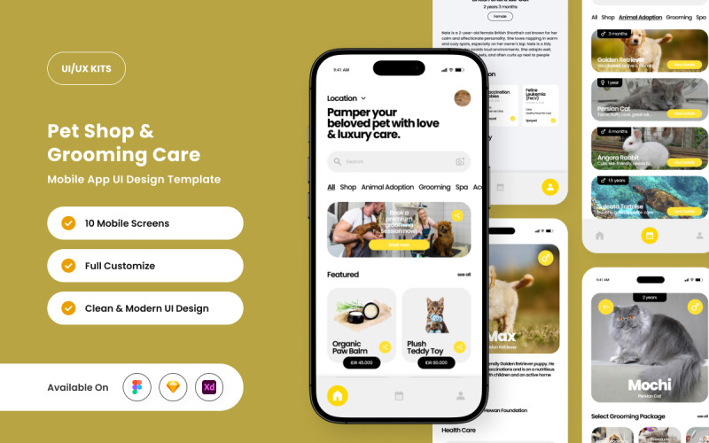 Pawte – Modelo de design para aplicativo de tosa de animais de estimação