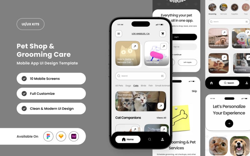 Petease – Designvorlage für Tierhandlungs- und Pflege-Apps