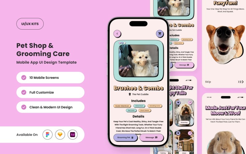 PetJoy – Шаблон дизайна приложения для ухода за животными и ветеринарии