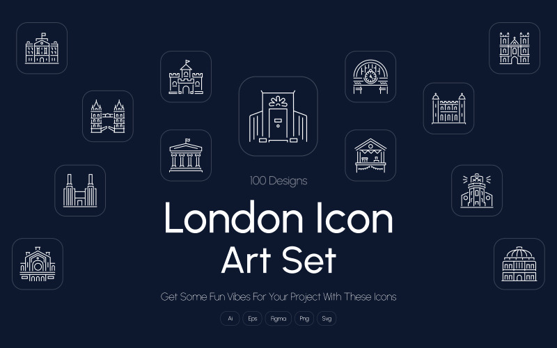 Set di icone artistiche di Londra moderna
