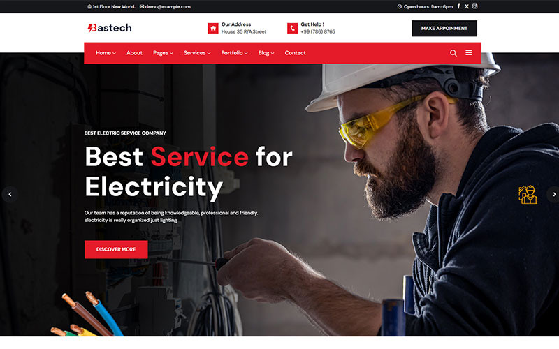 Bastech - Motyw WordPress dla usług elektrycznych