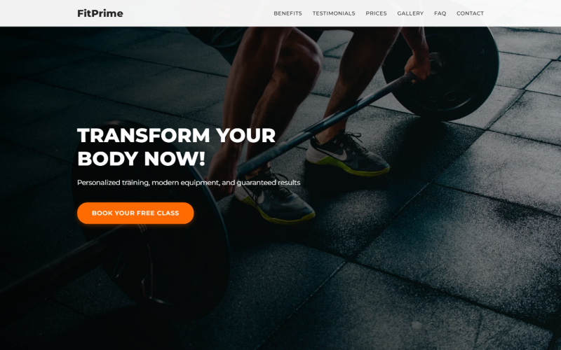 FitPrime - prémiová responzivní šablona pro posilovnu s vysokou konverzí
