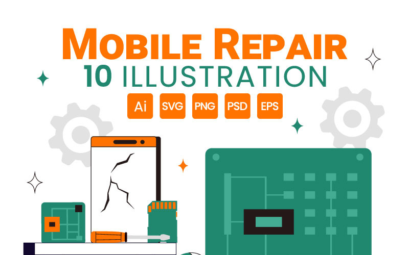10 Ilustração de serviço de reparo móvel