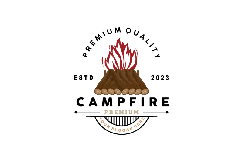 Kampvuur Logo Ontwerp Bonfire Vector V7