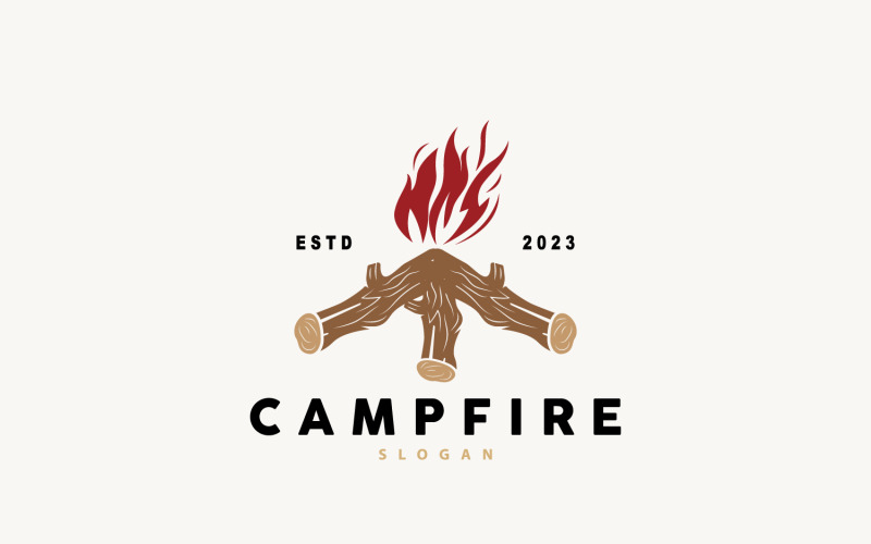 Lägereldslogotypdesign Bonfire Vector V3