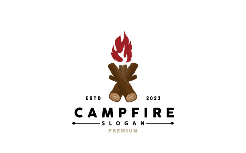 Lägereldslogotypdesign Bonfire Vector V4