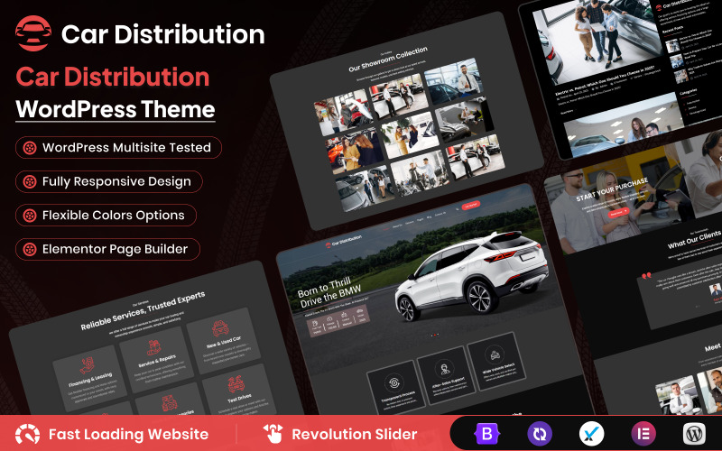 Tema WordPress Elementor per la distribuzione di auto